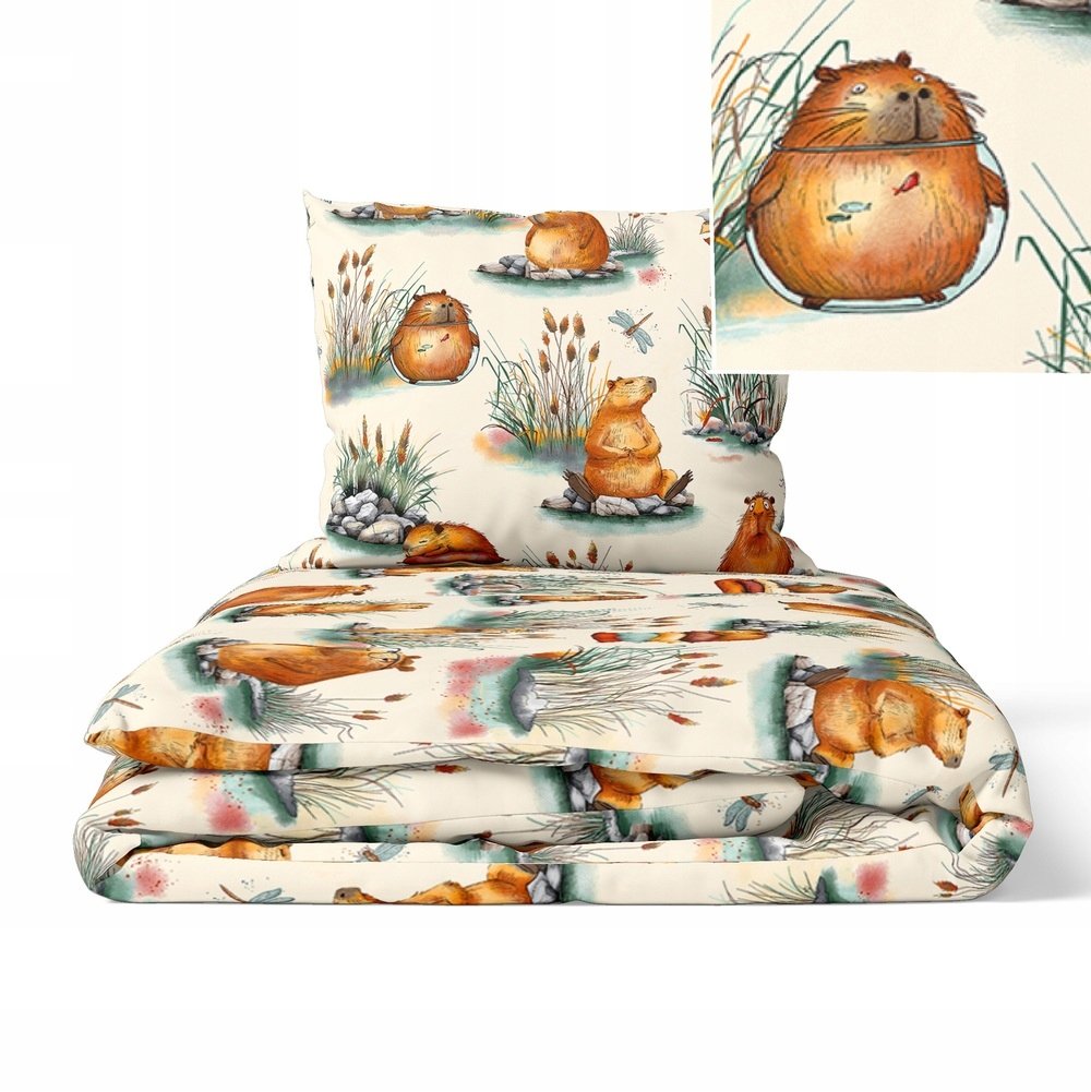 Pościel Dziecięca 140x200cm dla dziecka , wzór: Capibary Ecri