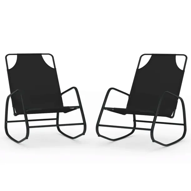 Leżaki bujane ogrodowe z textilene, 89x58x93,5 cm, czarny