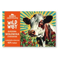 Słodkie kremy i masła - Czekolada mleczna 42% kakao Wild Willy z suszoną wołowiną o smaku żurawiny - miniaturka - grafika 1