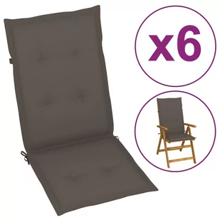 vidaXL Poduszki na krzesła ogrodowe, 6 szt., taupe, 120x50x4 cm - Poduszki ogrodowe - miniaturka - grafika 1