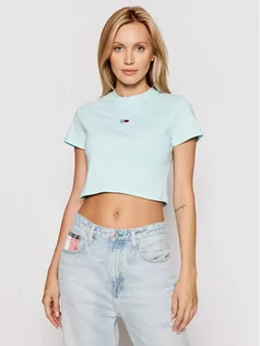 Koszulki i topy damskie - Tommy Jeans T-Shirt Rib Baby DW0DW10983 Niebieski Regular Fit - grafika 1