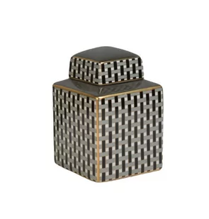 Amfora pojemnik ceramiczny czarno złoty - Wazony i flakony - miniaturka - grafika 1