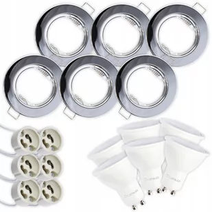 6x Oprawa HALOGENOWA STAŁA Chrom + LED GU10 3W - Oprawy, klosze i abażury - miniaturka - grafika 1