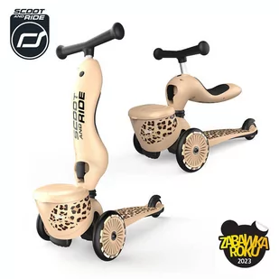 Highwaykick 1 Lifestyle 2w1 Jeździk i hulajnoga z zamykanym schowkiem 1-5 lat Leopard Scootandride - Hulajnogi - miniaturka - grafika 1