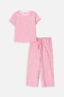 Piżamy dla dziewczynek - Coccodrillo piżama bawełniana dziecięca kolor różowy wzorzysta - miniaturka - grafika 1