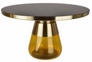 Ławy i stoliki kawowe - Stolik kawowy metalowy z żółtym szkłem duży - miniaturka - grafika 1