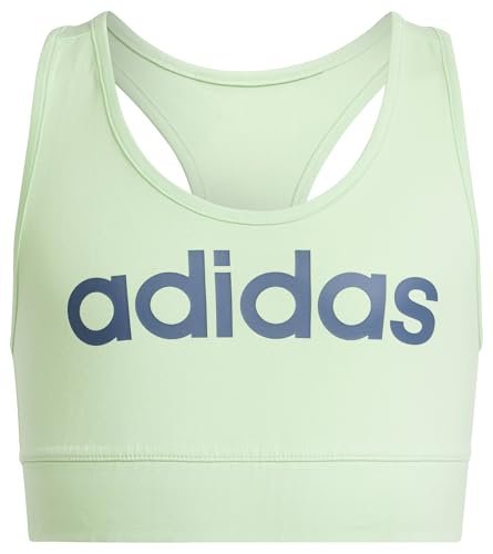 adidas Dziewczynki Essentials Linear Logo Cotton Bra Top, semi green spark/preloved ink, 7-8 Years