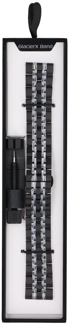 GlacierX bransoleta do smartwatcha Modern Bicolor Silver & Black Srebrny + czarny 22mm
