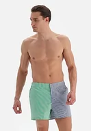 Spodenki damskie - Dagi Męskie szorty kąpielowe z nadrukiem, zielony - niebieski, S - miniaturka - grafika 1