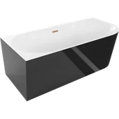 Wanny - Mexen Mia wanna wolnostojąca narożna lewa 140 x 75 cm, biała/czarna, przelew miedź szczotkowana - 52691407575L-65 - miniaturka - grafika 1