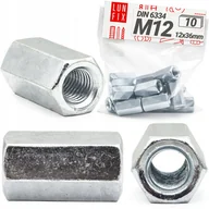 Śruby i nakrętki - Nakrętka długa M12x36 przedłużana DIN6334 złączna ocynkowana wysoka 10szt. - miniaturka - grafika 1