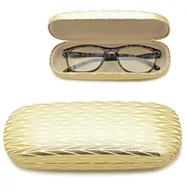 Akcesoria do okularów - Twarde etui Futerał na okulary złote ET-1031F - miniaturka - grafika 1