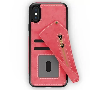 Zizo Nebula Wallet Case Skórzane etui iPhone X z kieszeniami na karty + saszetka na zamek + szkło 9H na ekran (Pink/Black) - Etui i futerały do telefonów - miniaturka - grafika 2