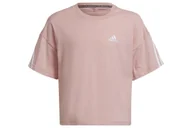 Koszulki dla dziewczynek - Koszulka dziewczęca Adidas Fi 3S Tee bawełniana różowa-140 - miniaturka - grafika 1