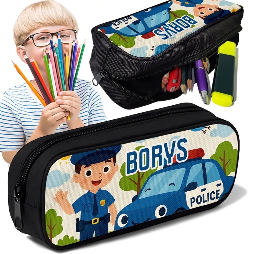 Piórnik TUBA + IMIĘ Policja Radiowóz Personalizowany Szkolny Prezent