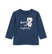 Bluzki dla niemowląt - Bluzka z długim rękawem dla dziecka do 2 lat, z napisem rosnę od przytulania, niebieska - miniaturka - grafika 1
