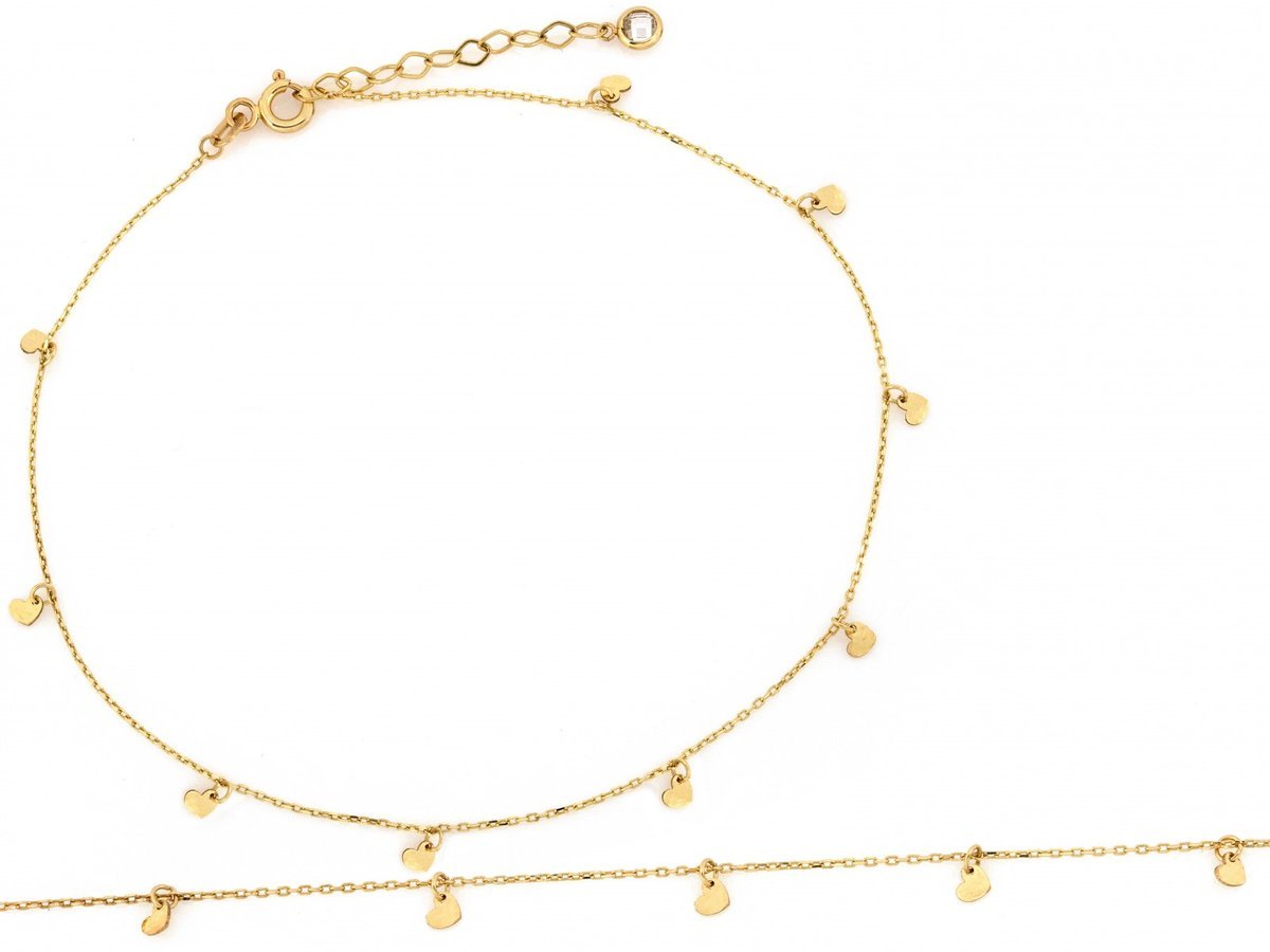 Bransoletka na nogę złoto 585 serca waga 1.12g rozmiar 26