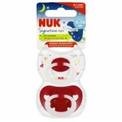 Smoczki uspokajające - Nuk Smoczek uspokajający silikonowy 6-18m Signature Night 10176276 2 szt. - miniaturka - grafika 1