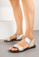 Sandały damskie - Srebrne Sandały w Klasycznym Stylu z Nitami Redisene - miniaturka - grafika 1