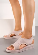Sandały damskie - Różowe Wsuwane Klasyczne Sandały na Niskim Koturnie Eglemia - miniaturka - grafika 1