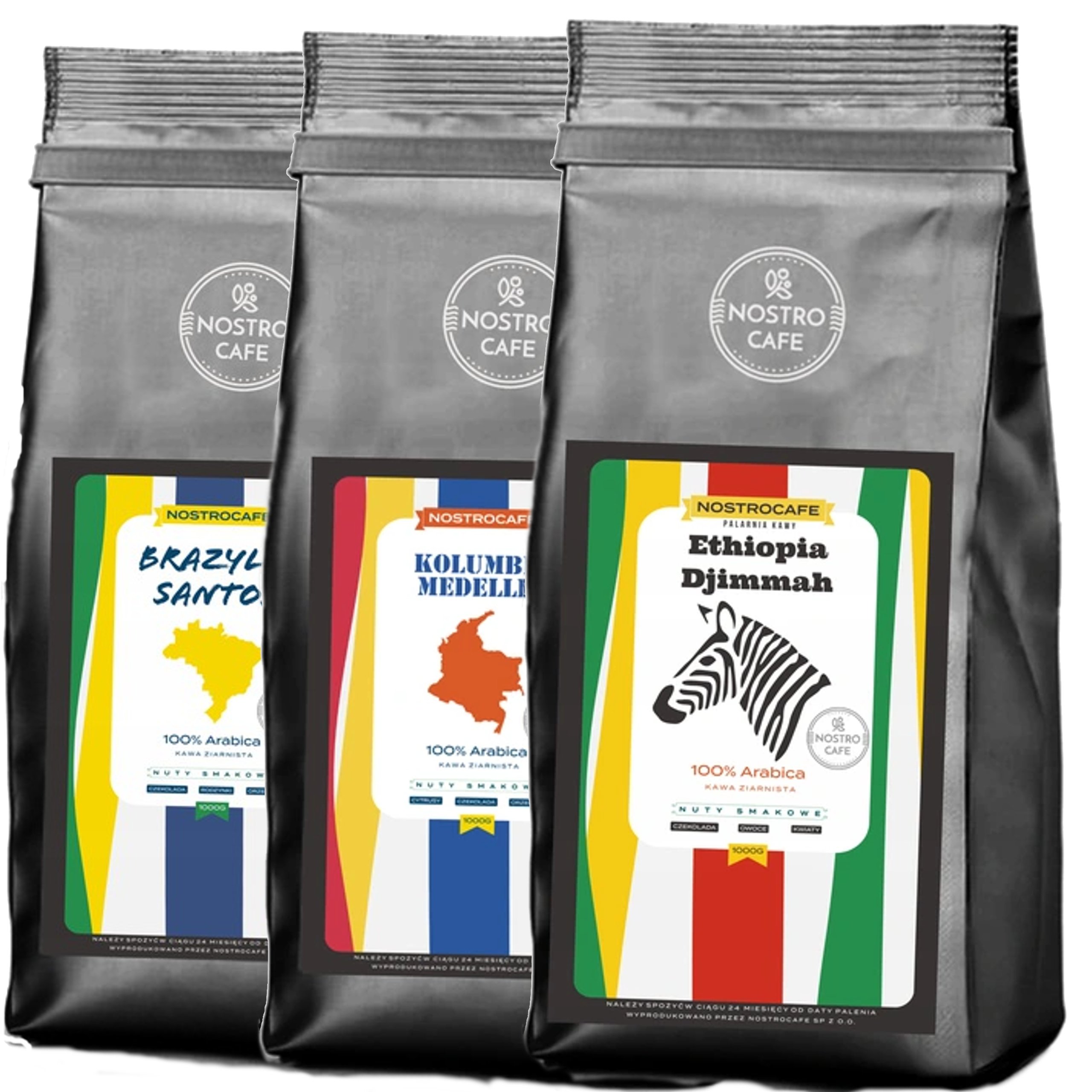 Kawa Ziarnista 3KG Kolumbia, Santos, Etiopia