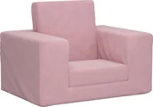 Łóżka dla dzieci i młodzieży - Kanapa dla dziecka, rozkładana, różowa, miękki plusz - miniaturka - grafika 1