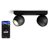 Systemy inteligentnych domów - Philips Hue Philips Hue White ambiance Kinkiet Buckram podwójny czarny - miniaturka - grafika 1
