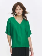 Bluzki damskie - Zielona bluzka z dłuższym tyłem - miniaturka - grafika 1