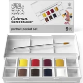 Farby i media malarskie - Winsor & Newton Cotman, Zestaw akwareli do Malowania Portretów - 8 Półkostek + Pędzelek - miniaturka - grafika 1