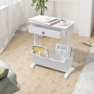 vidaXL Stojak na gazety Melrose Biały - Inne meble do salonu - miniaturka - grafika 1