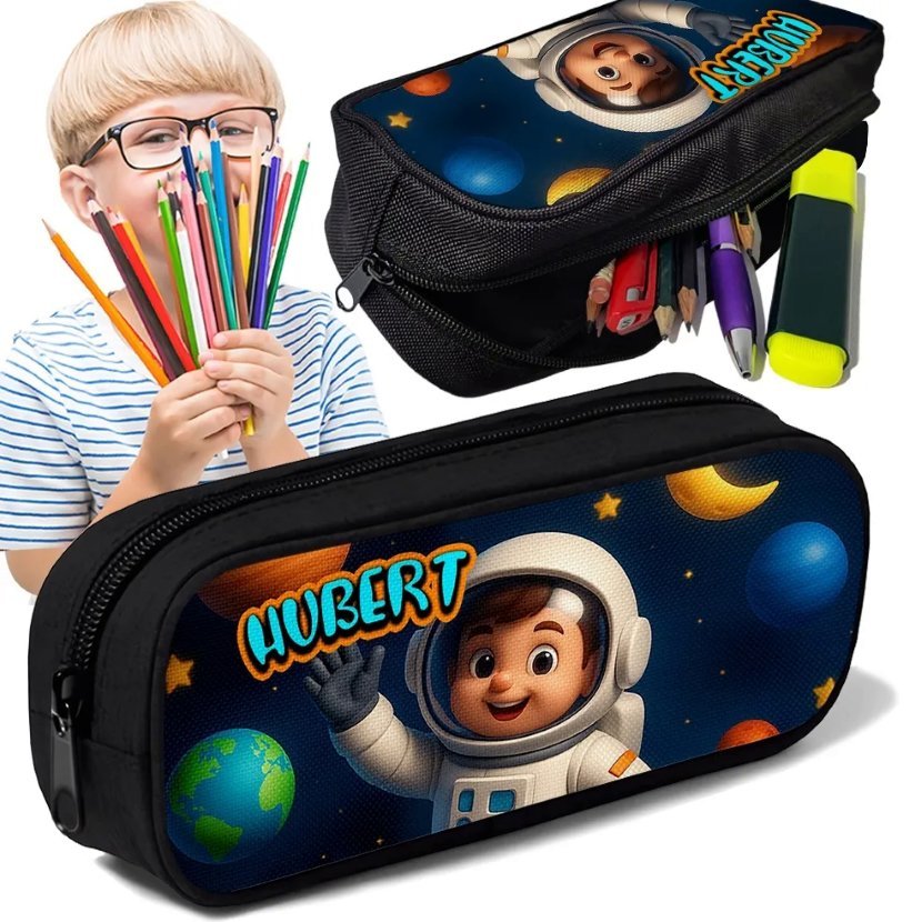Piórnik TUBA + IMIĘ Astronauta Kosmos Personalizowany Szkolny dla Dziecka