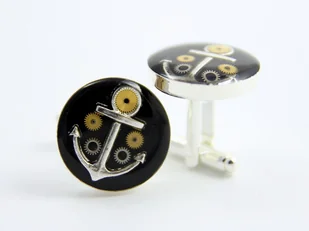 SPINKI Kotwica, marynarskie - III (black) - Spinki do mankietów i krawatów - miniaturka - grafika 1