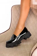 Mokasyny damskie - Czarne mokasyny na platformie polska skóra Casu 3029-0 - miniaturka - grafika 1