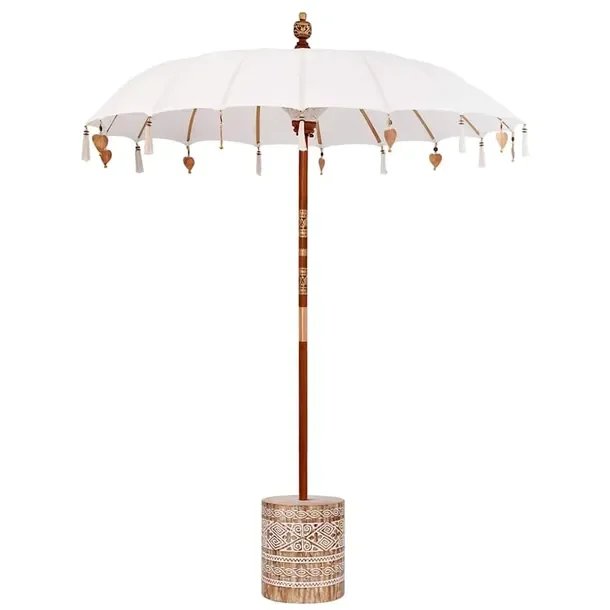 Baliński Parasol 260 Kremowy 180-190 cm Bawełna i lite drewno