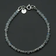 Bransoletki - Skorulski Jewellery, Bransoletka, Kamień Księżycowy kulki i srebro-17 cm - miniaturka - grafika 1