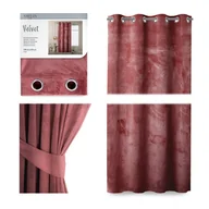 Zasłony - Czerwona zasłona z aksamitną powierzchnią AmeliaHome Velvet, 140x245 cm - miniaturka - grafika 1