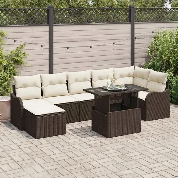 Zestaw Sofa Ogrodowa z Rattanu, Modularny, Brązowy, 5 Osób