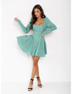 Sukienki - Modna sukienka z odkrytymi plecami LEVIA - szałwiowa - miniaturka - grafika 1