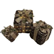 Ozdoby bożonarodzeniowe - Dekoracja Świąteczna Świecące Prezenty Komplet 3 Sztuk - miniaturka - grafika 1