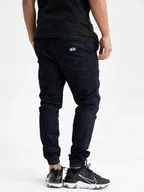 Spodnie męskie - SPODNIE JOGGER JEANSOWE MĘSKIE Ciemne Granatowe Lucky Dice DENIM L - miniaturka - grafika 1