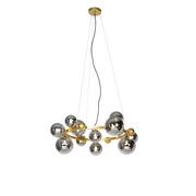 Lampy sufitowe - QAZQA Art deco hanglamp goud met smoke glas 12-lichts - David - miniaturka - grafika 1