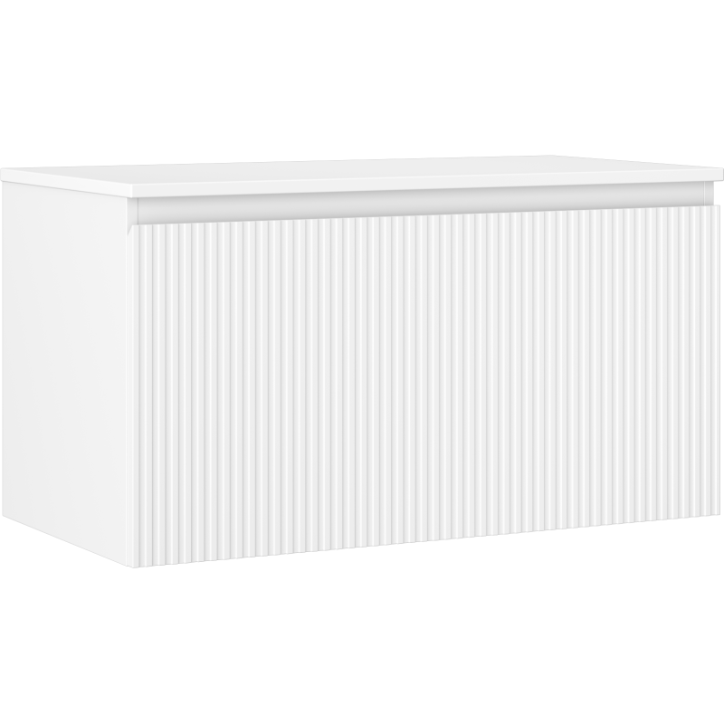 Mexen Rivel szafka łazienkowa podumywalkowa 90 cm z blatem, 1 szuflada, ryflowana , biała mat - 91A20-09047-1-BFC01