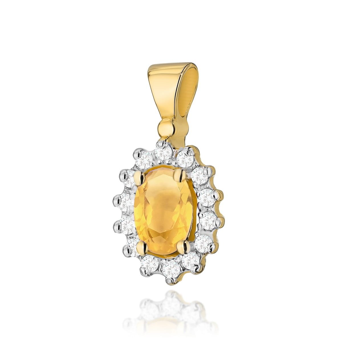 Złota zawieszka / wisiorek Cytryn 0,60ct żółte złoto pr. 585