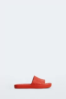 Sandały damskie - Mango klapki Beach damskie kolor czerwony - grafika 1
