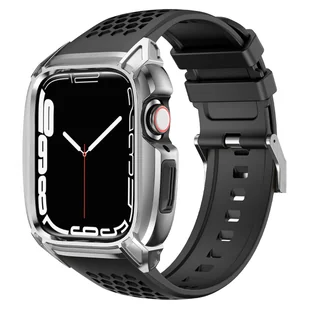 Kingxbar CYF148 2w1 pasek Apple Watch Ultra, SE, 8, 7, 6, 5, 4, 3, 2, 1 (49, 45, 44, 42  mm) z wbudowanym pancernym etui ze stali nierdzewnej srebrny - Akcesoria do smartwatchy - miniaturka - grafika 2