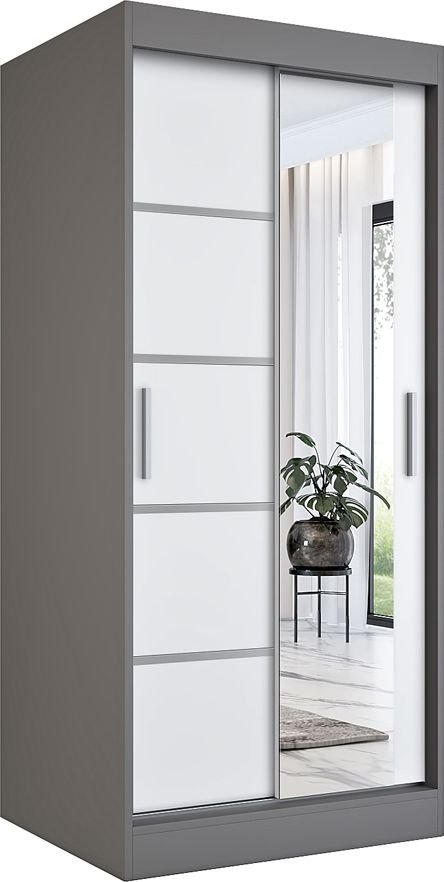 Elior Szafa przesuwna w kolorze antracyt + biały - Lorenza 2X