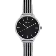 Zegarki damskie - Srebrny damski zegarek z czarnymi dodatkami PACIFIC X6148-15 - miniaturka - grafika 1