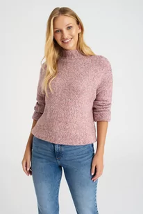 Jasnoróżowy sweter z półgolfem - Greenpoint - Swetry damskie - miniaturka - grafika 1