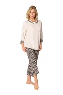 Piżamy damskie - PIŻAMA DAMSKA 3XL BEŻOWA SPODNIE 7/8 BAWEŁNIANA ELEGANCKA - miniaturka - grafika 1