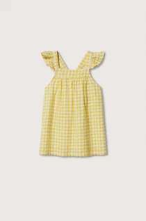 Sukienki - Mango Kids Kids sukienka dziecięca Limon kolor żółty mini prosta - grafika 1